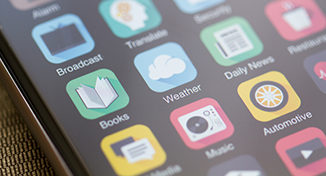 Image of mobile device with apps