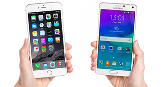 Image of an apple device besides and andriod device
