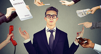 Image of Person surrounded by many distractions