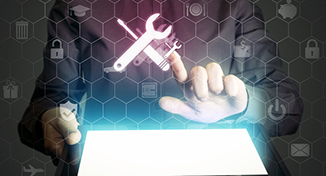 Image of Hand touching digital spanner and screw
