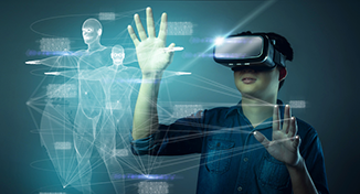 Image of Child using virtual reality technology